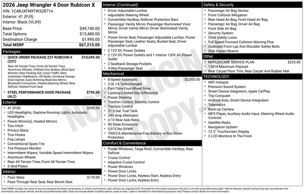 New 2026 Jeep Wrangler Unlimited Rubicon AWD/4WD image 9