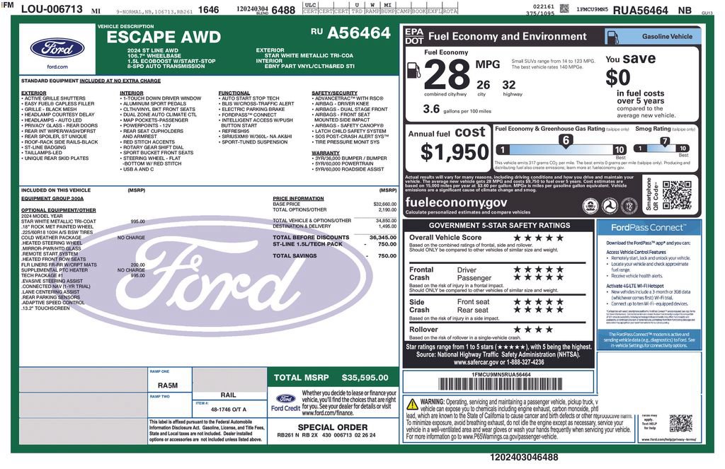 Used 2024 Ford Escape ST-Line w/ Tech Pack #1 AWD/4WD image 67