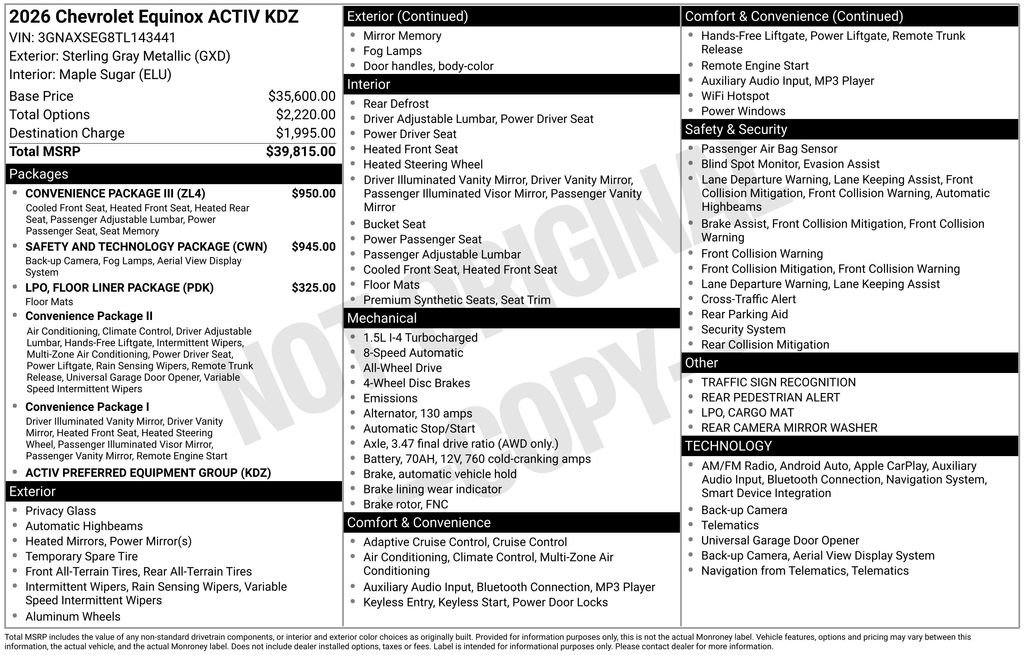 New 2026 Chevrolet Equinox ACTIV w/ Convenience Package III image 6
