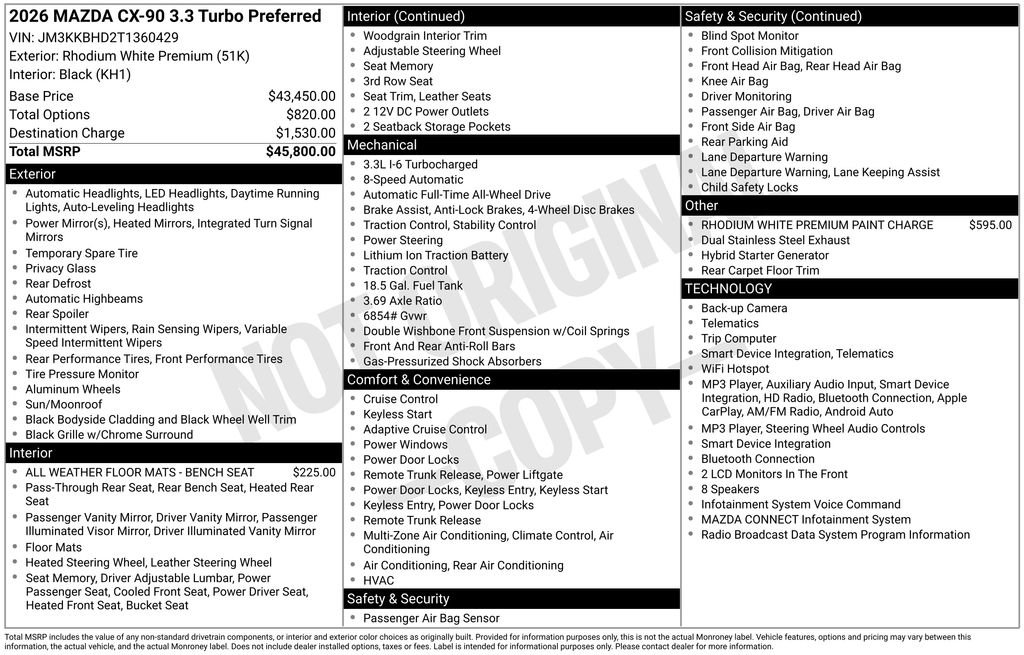 Certified 2026 MAZDA CX-90 3.3 Turbo w/ Preferred Package AWD/4WD image 30