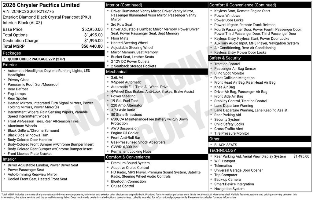 New 2026 Chrysler Pacifica Limited image 2