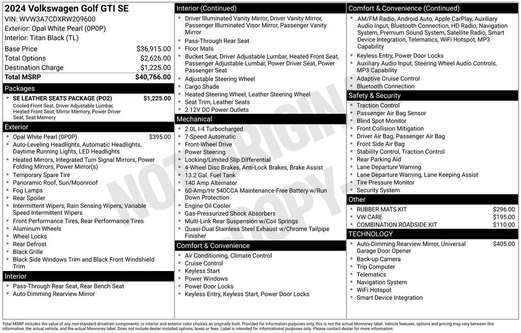 Certified 2024 Volkswagen GTI SE w/ SE Leather Seats Package image 41