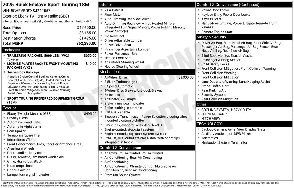 Used 2025 Buick Enclave Sport Touring w/ Trailering Package, 5000 lbs. image 38