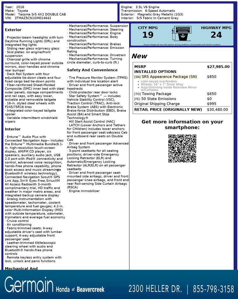 Used 2016 Toyota Tacoma SR5 image 32