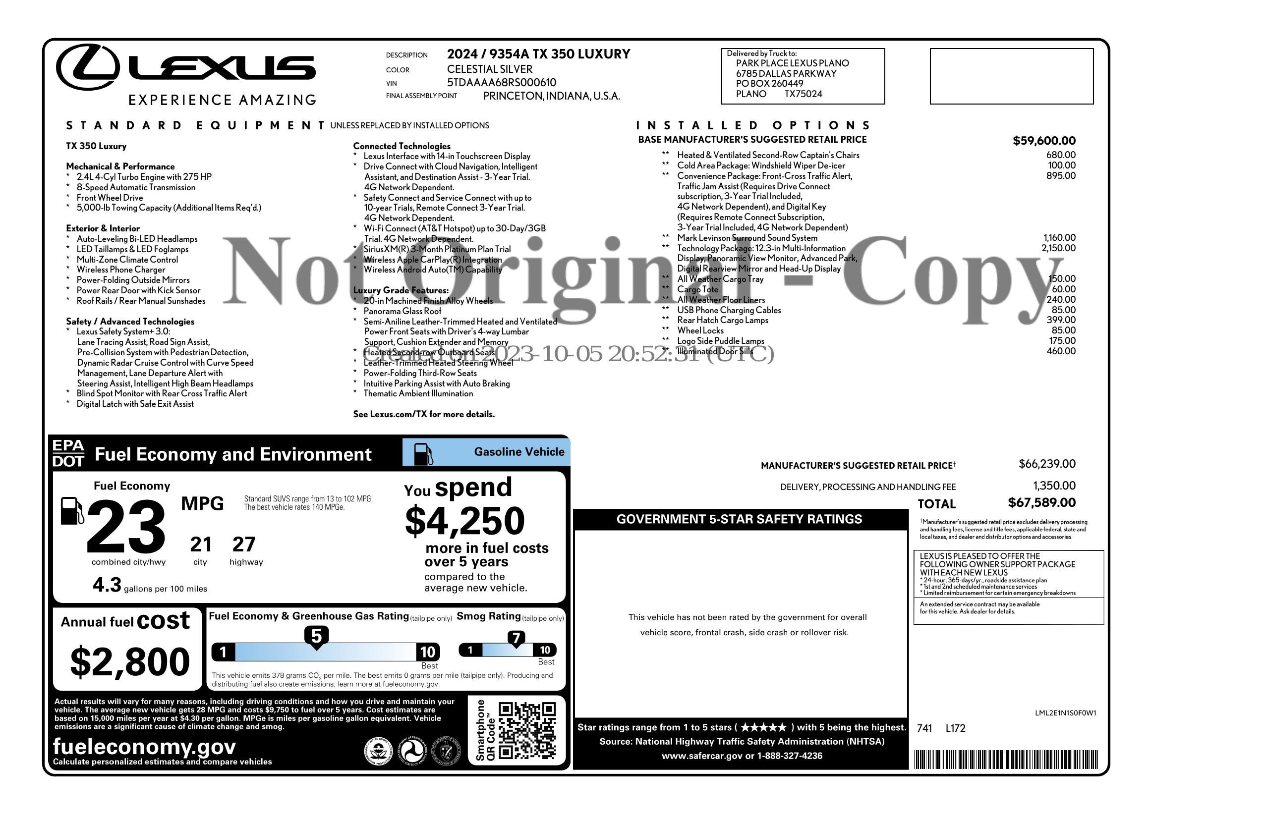 Used 2024 Lexus TX 350 FWD w/ Technology Package image 3