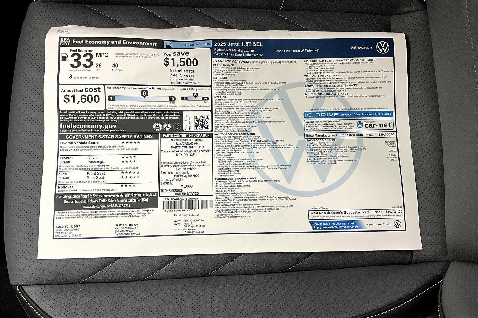 New 2025 Volkswagen Jetta SEL image 33