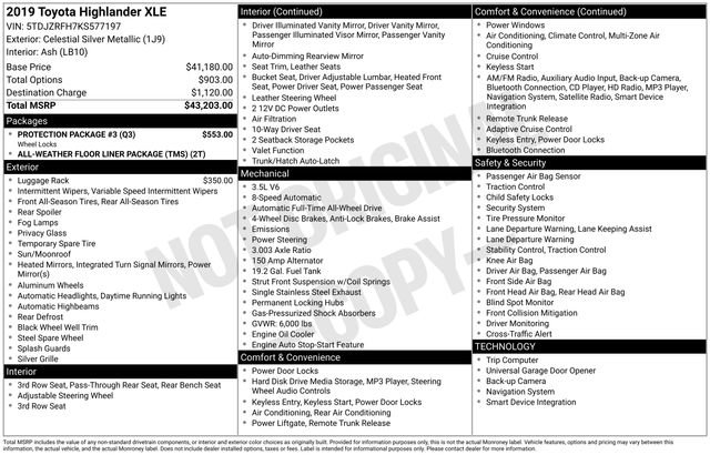 Used 2019 Toyota Highlander XLE w/ Protection Package #3 image 6