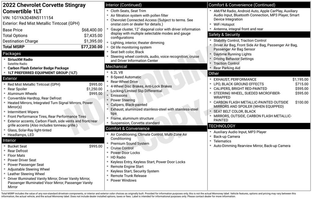 Used 2022 Chevrolet Corvette Stingray Convertible w/ 1LT image 9