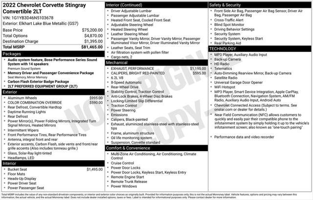 Used 2022 Chevrolet Corvette Stingray Preferred Conv w/ 2LT RWD image 2