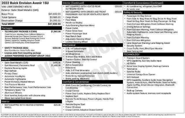 Used 2022 Buick Envision Avenir w/ Technology Package II AWD/4WD image 28