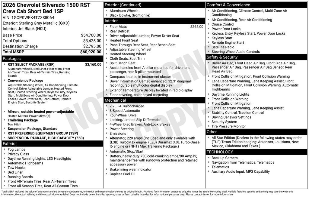 New 2026 Chevrolet Silverado 1500 RST w/ RST Select Package AWD/4WD image 10