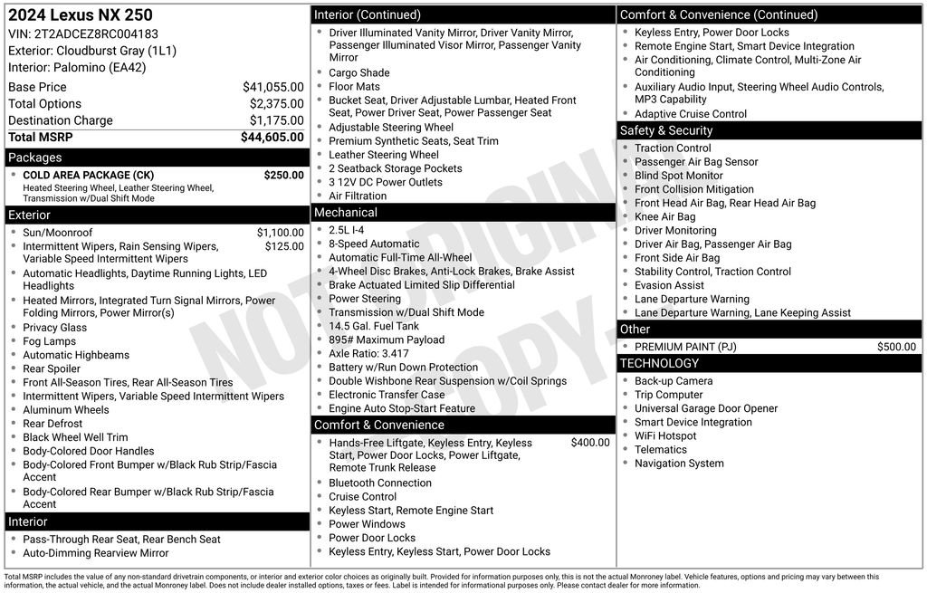 Used 2024 Lexus NX 250 AWD w/ Cold Area Package image 28