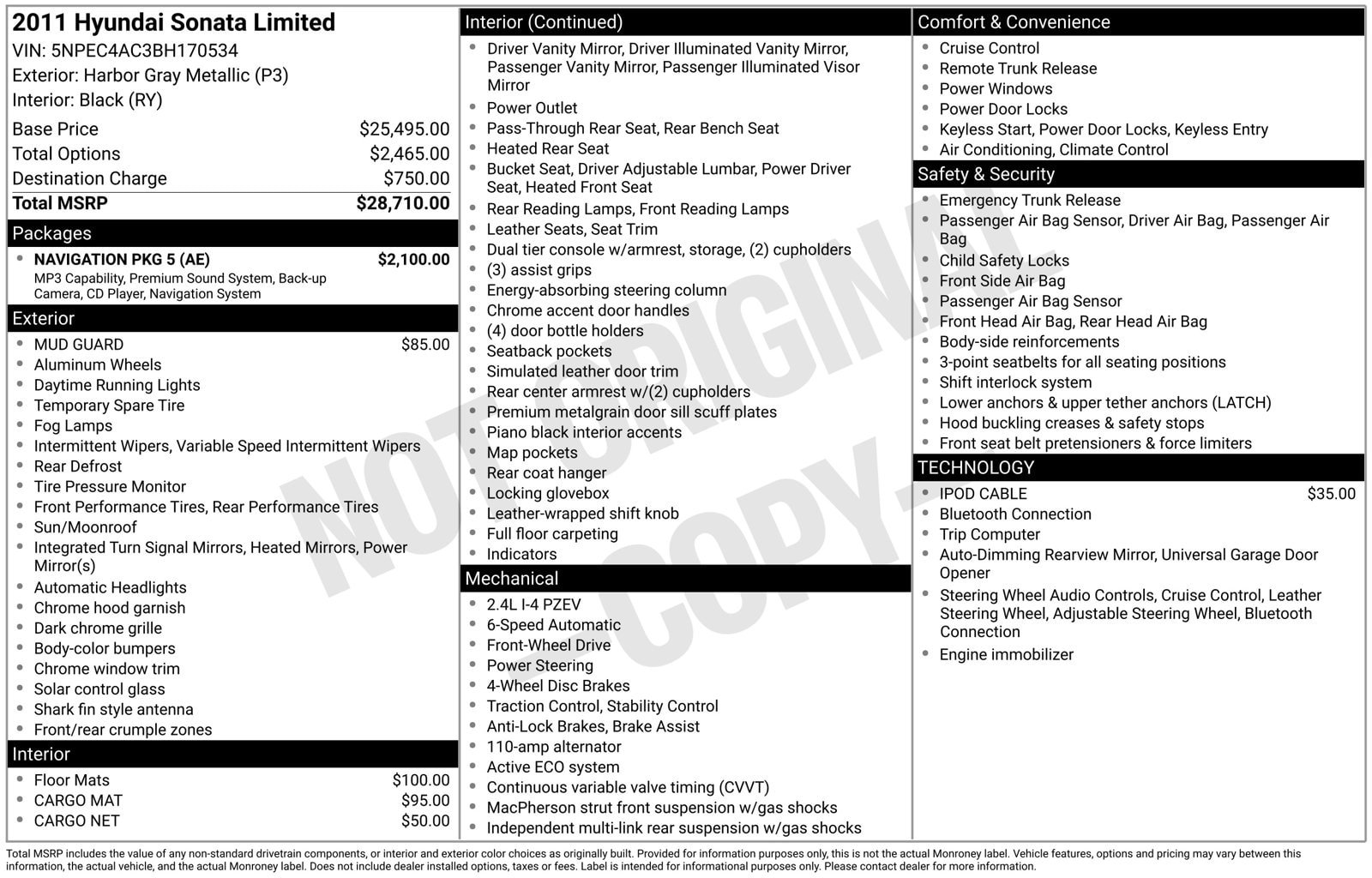 Used 2011 Hyundai Sonata Limited w/ Navigation Pkg 5 FWD image 4