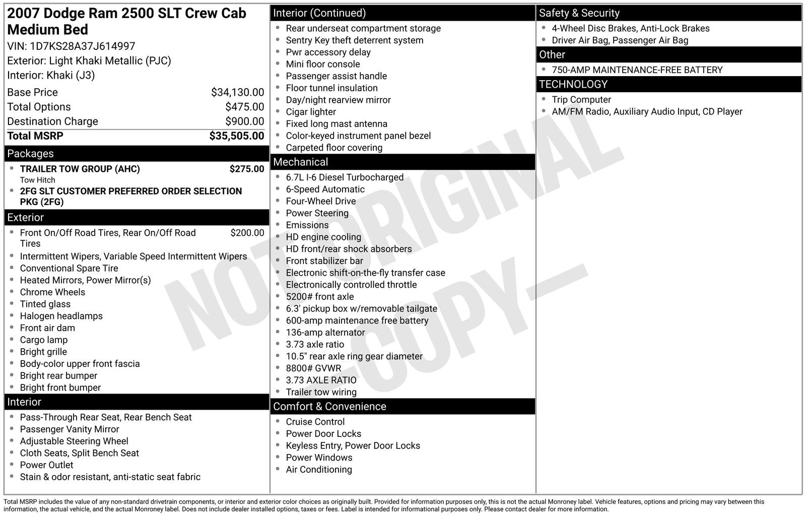 Used 2007 Dodge Ram 2500 Truck SLT w/ Trailer Tow Group image 31