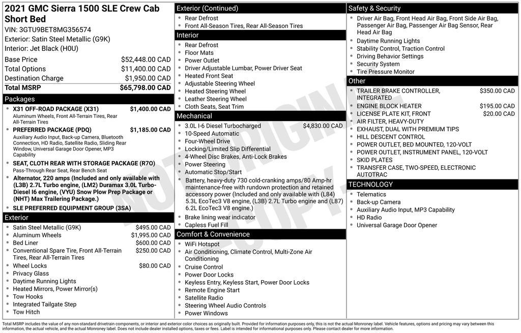 Used 2021 GMC Sierra 1500 SLE w/ X31 Off-Road Package image 28