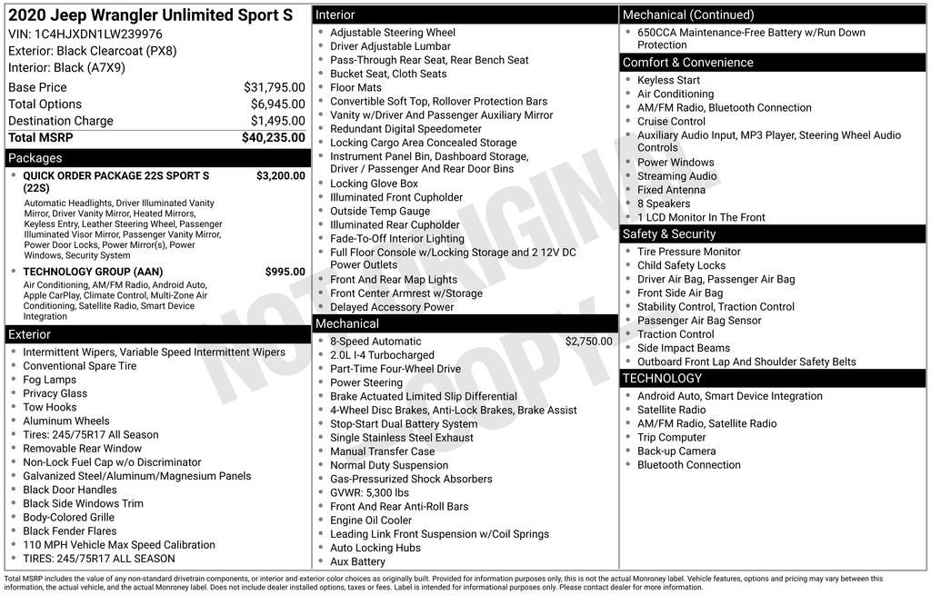 Used 2020 Jeep Wrangler Unlimited Sport S image 18