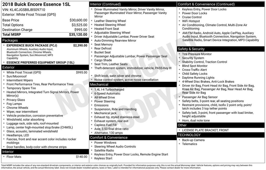 Used 2018 Buick Encore Essence w/ Experience Buick Package image 25