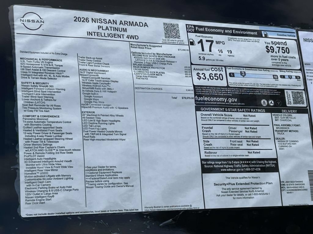 New 2026 Nissan Armada Platinum AWD/4WD image 2