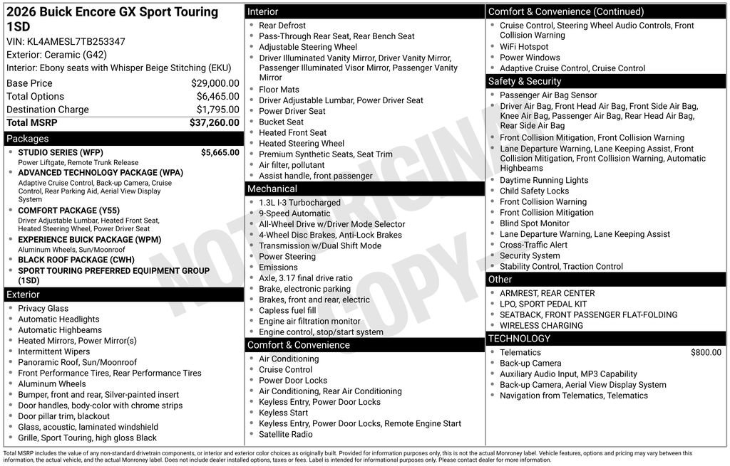 New 2026 Buick Encore GX Sport Touring w/ Studio Series AWD/4WD image 23