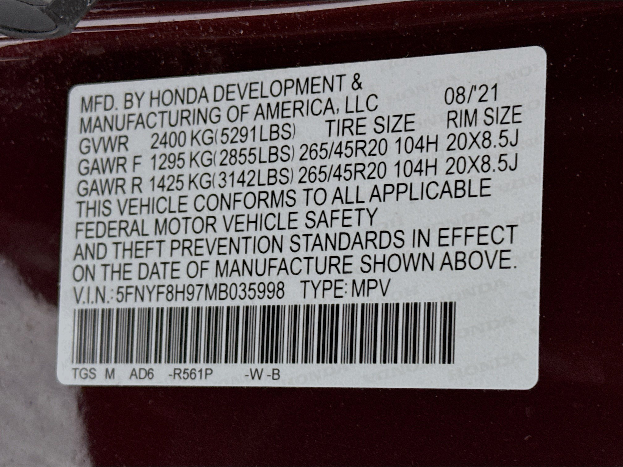 Certified 2021 Honda Passport Touring image 33