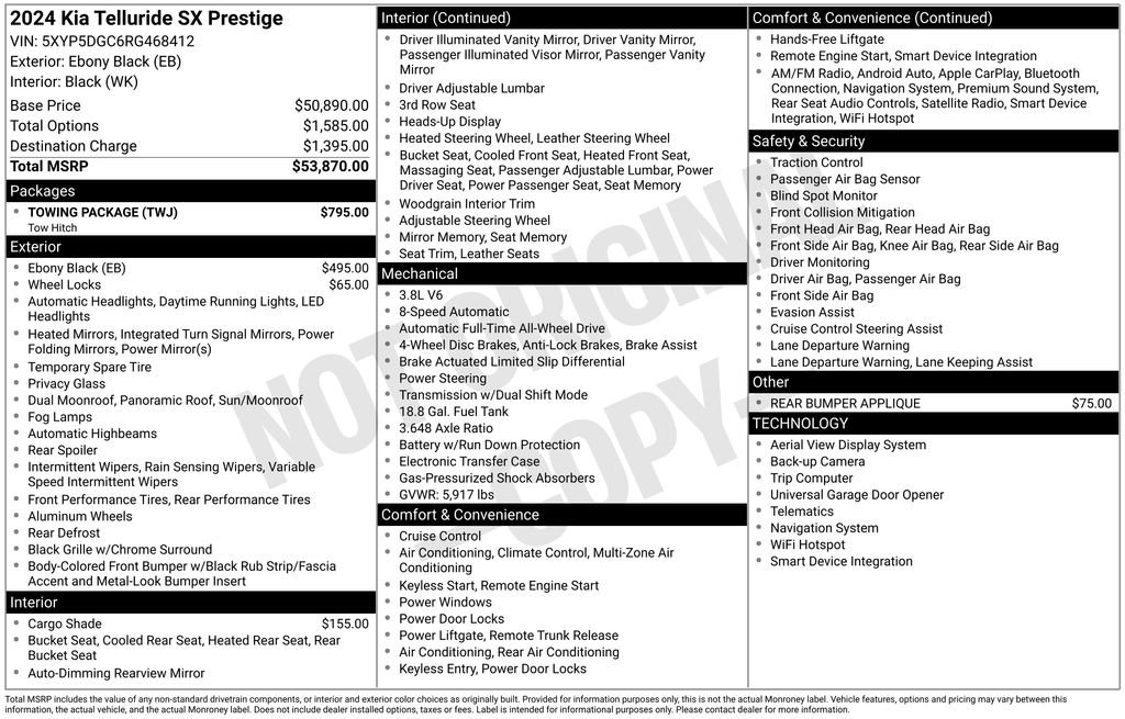 Used 2024 Kia Telluride SX Prestige w/ Towing Package AWD/4WD image 45