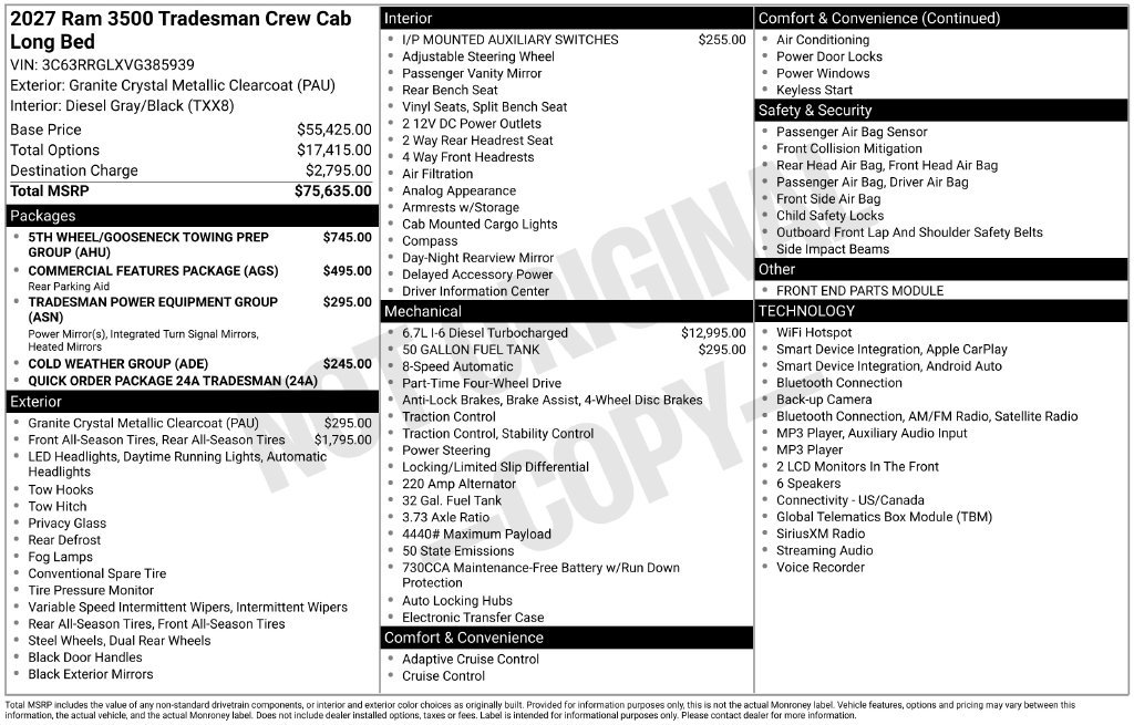 New 2027 RAM 3500 Tradesman AWD/4WD image 9
