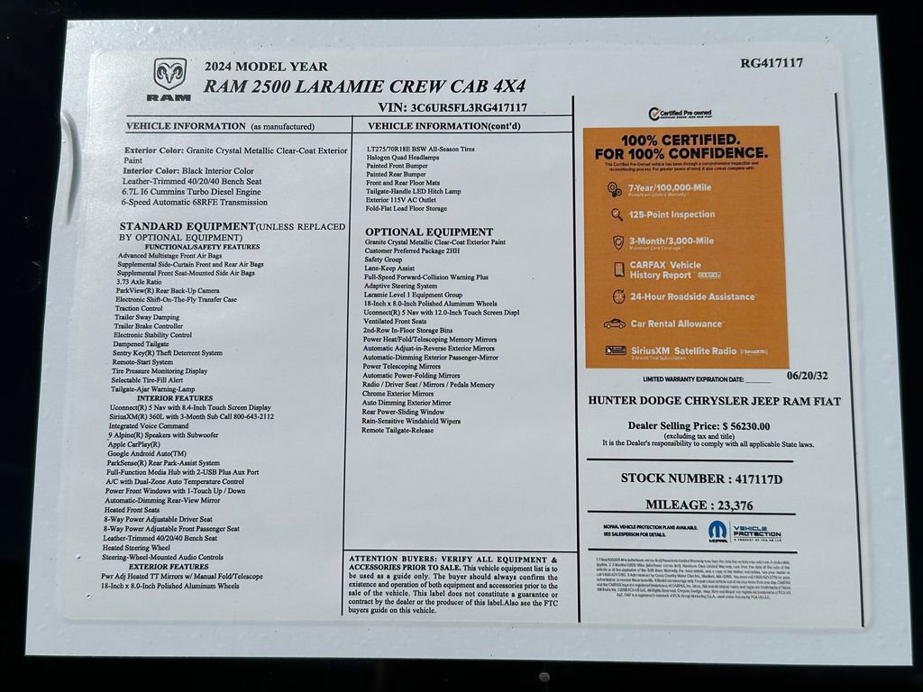 Certified 2024 RAM 2500 Laramie w/ Safety Group image 3