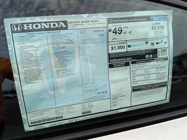 New 2026 Honda Civic FWD Hybrid Sedan image 17