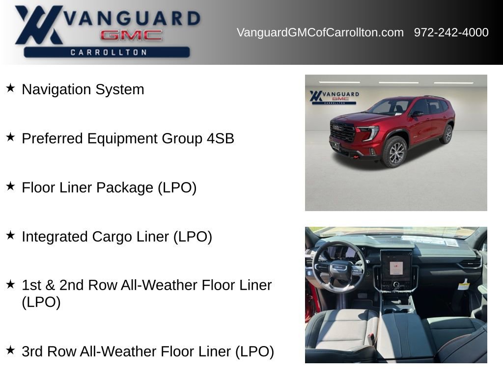 New 2026 GMC Acadia AT4 w/ LPO, Floor Liner Package image 6