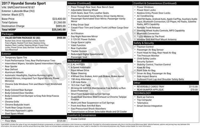 Used 2017 Hyundai Sonata Sport w/ Value Edition Package 02 FWD image 35