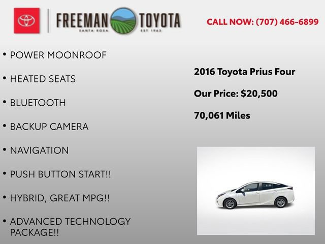 Used 2016 Toyota Prius Four w/ Advanced Technology Package FWD image 9