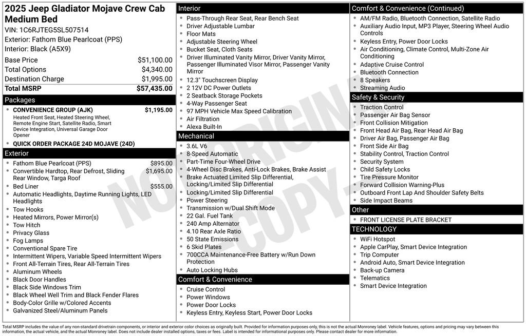 Used 2025 Jeep Gladiator Mojave w/ Convenience Group image 8