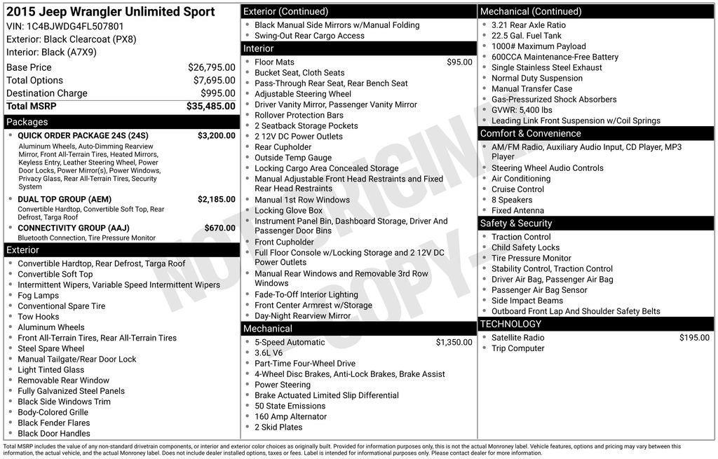 Used 2015 Jeep Wrangler Unlimited Sport w/ Quick Order Package 24S image 29