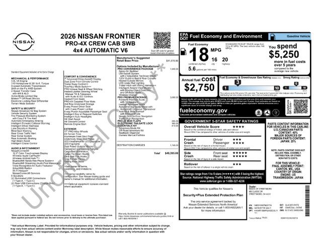 New 2026 Nissan Frontier PRO-4X w/ Pro Premium Package AWD/4WD image 4