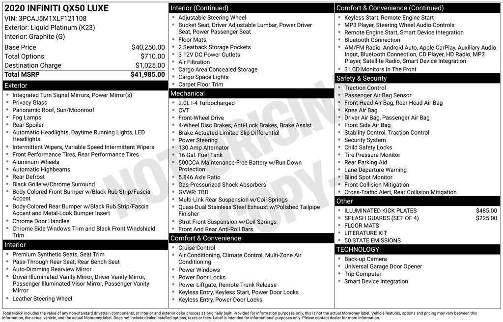 Used 2020 INFINITI QX50 Luxe image 5