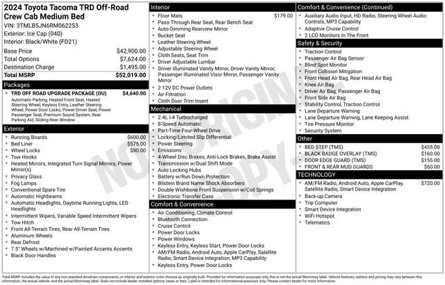 Used 2024 Toyota Tacoma TRD Off-Road w/ TRD Off Road Upgrade Package AWD/4WD image 10