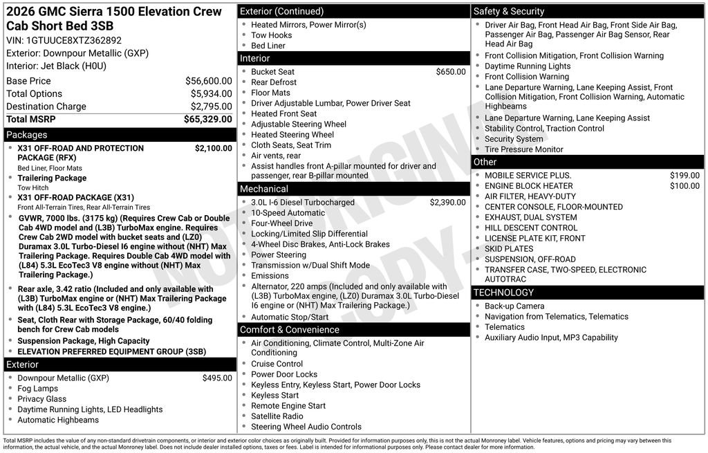 New 2026 GMC Sierra 1500 Elevation AWD/4WD image 16