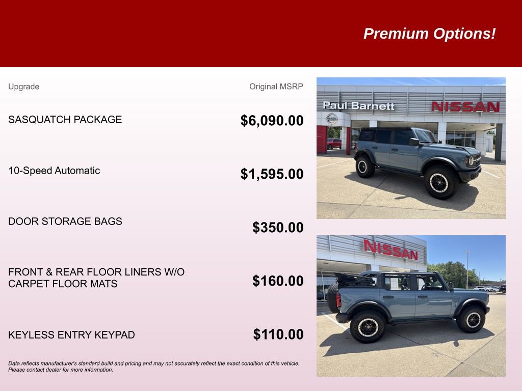 Used 2022 Ford Bronco Black Diamond w/ Sasquatch Package AWD/4WD image 9
