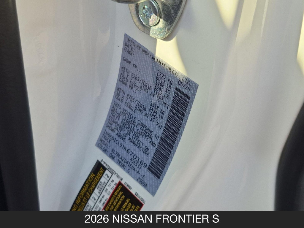 New 2026 Nissan Frontier S RWD image 24