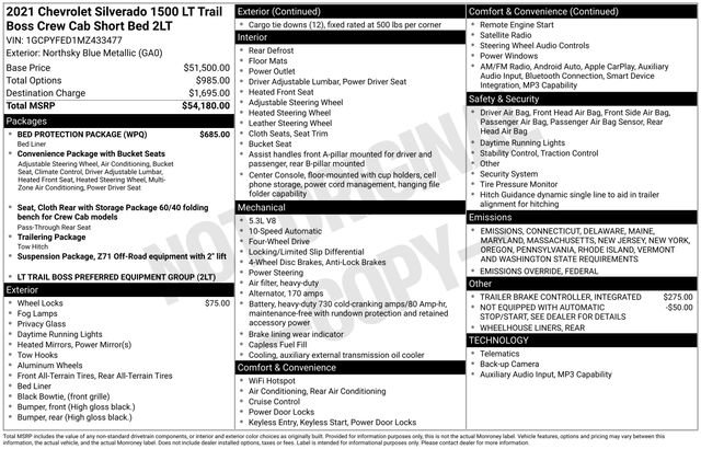 Used 2021 Chevrolet Silverado 1500 LT Trail Boss w/ Bed Protection Package image 26