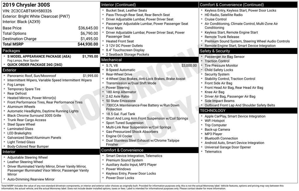 Used 2019 Chrysler 300 S w/ S Model Appearance Package image 30