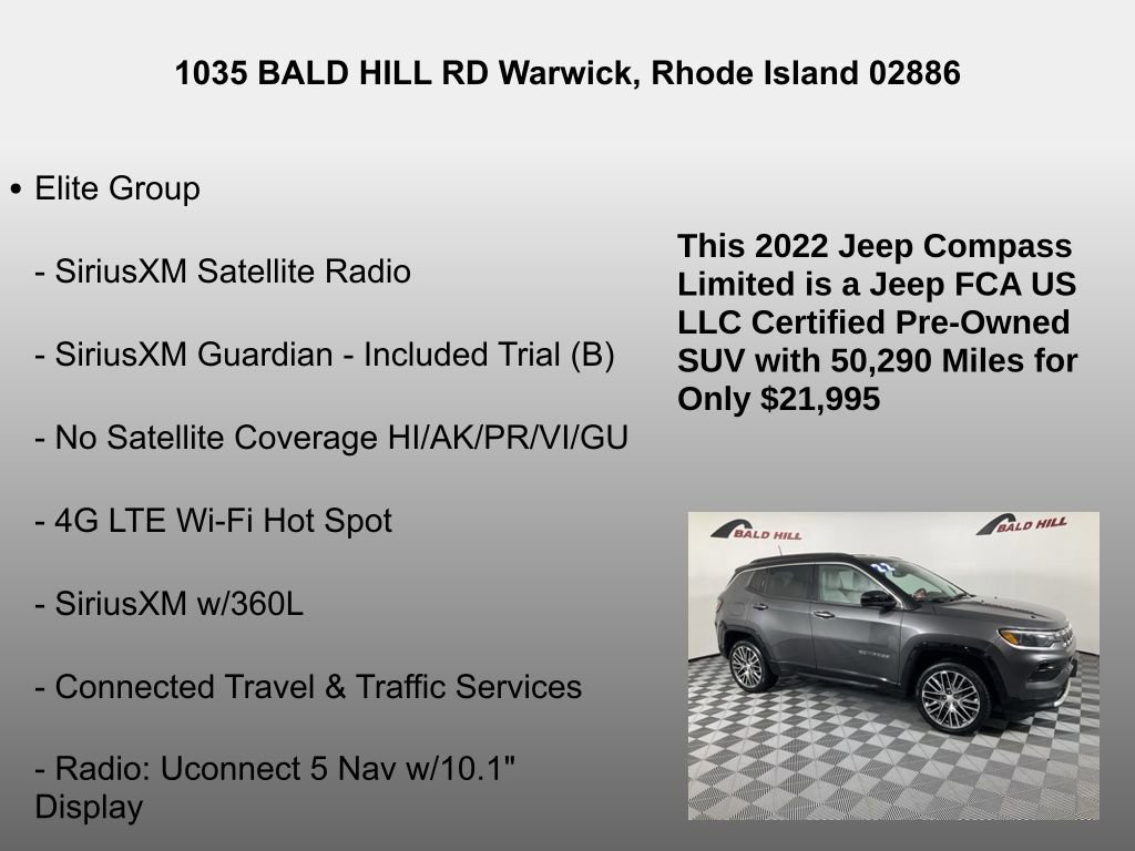 Certified 2022 Jeep Compass Limited w/ Elite Group image 26