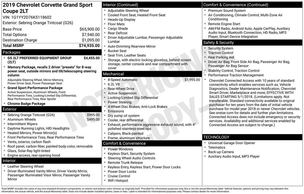 Used 2019 Chevrolet Corvette Grand Sport image 7