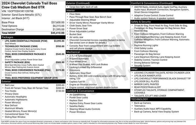 Certified 2024 Chevrolet Colorado Trail Boss w/ LPO, Dark Essentials Package AWD/4WD image 5