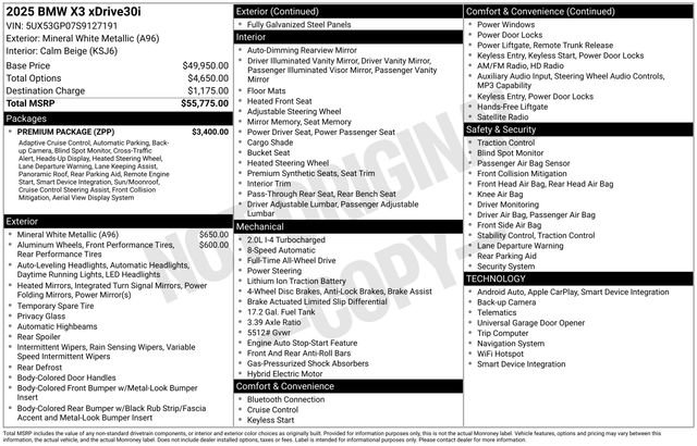 Certified 2025 BMW X3 xDrive30i w/ Premium Package image 38