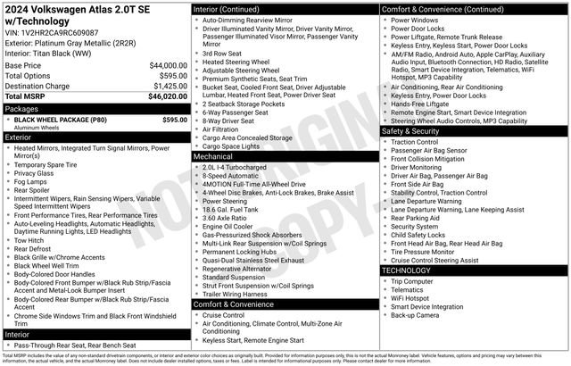 Used 2024 Volkswagen Atlas SE w/ Black Wheel Package AWD/4WD image 28