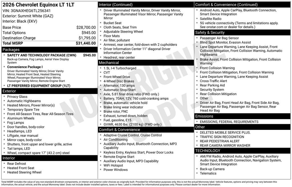 New 2026 Chevrolet Equinox LT w/ Safety and Technology Package image 6