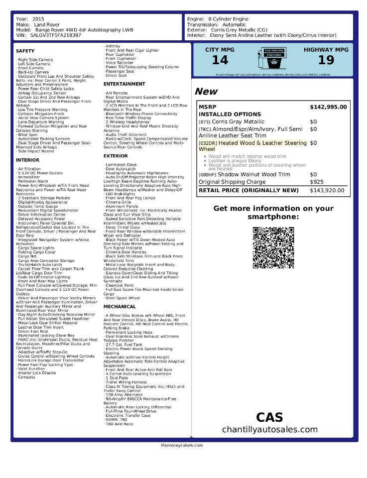 Used 2015 Land Rover Range Rover Long Wheelbase Autobiography AWD/4WD image 32