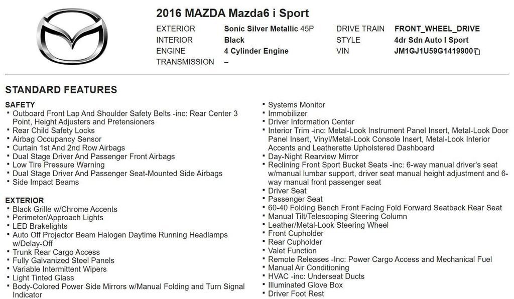 Used 2016 MAZDA MAZDA6 Sport image 16