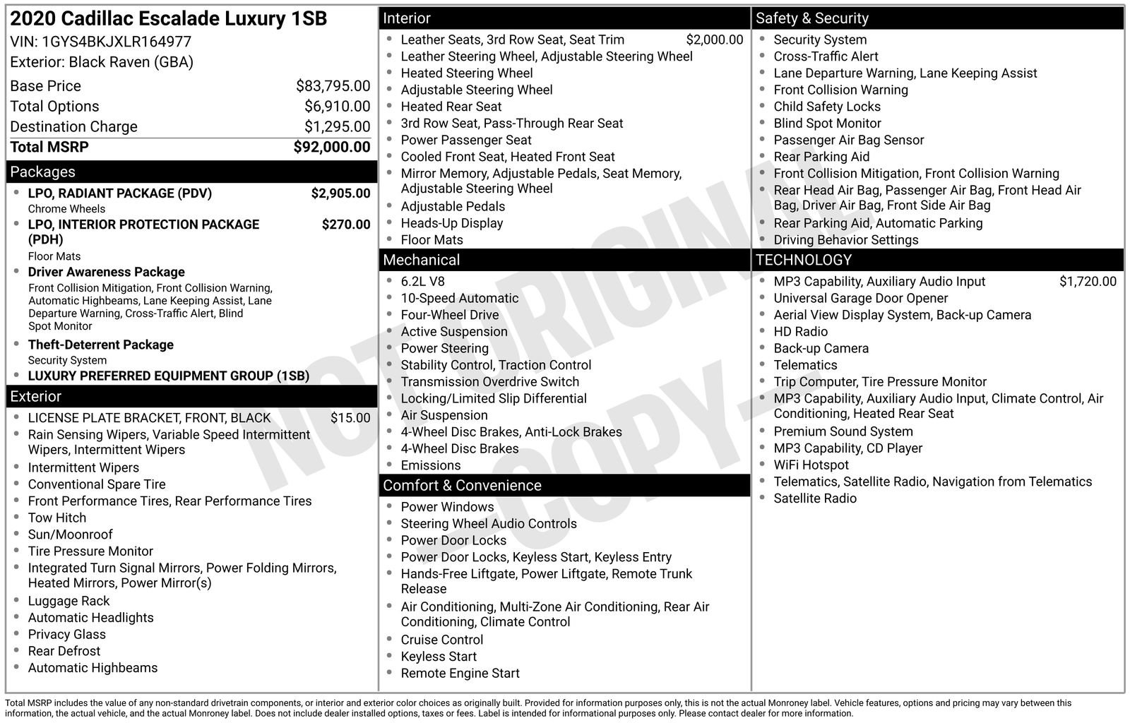 Used 2020 Cadillac Escalade Luxury w/ LPO, Radiant Package AWD/4WD image 2
